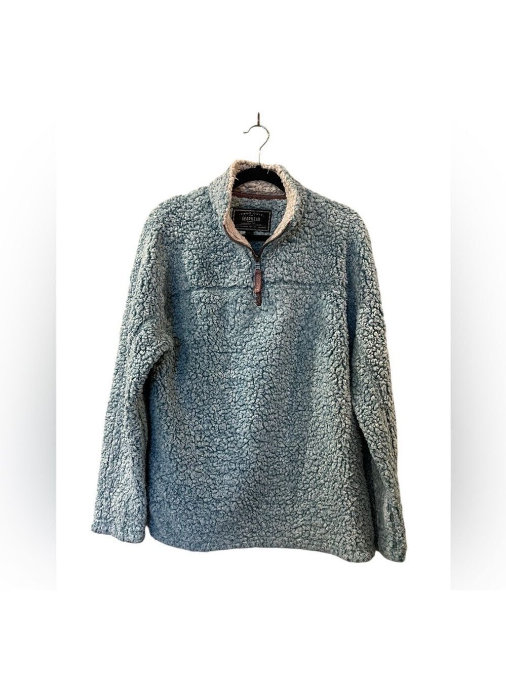 True Grit Women’s Sherpa Fleece 1/4 Zip Frosty Tip Pullover Blue Jacket Small